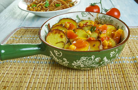 Spanish Chickpea and Potato Bake, casserole bake, filled with loads of tasty vegetables. の写真素材