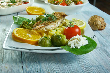 Crispy snapper with salsa verde risotto , Seafood risotto