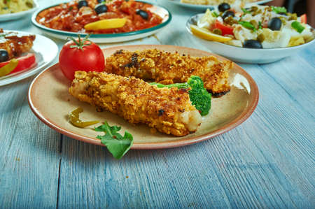 Fried Cod in Coconut Curry Flakes, in the style of the Indian Ocean