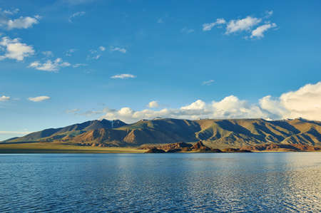 Mongolia. mountain lake Tolbo Tuur, Bright sunny dayの写真素材