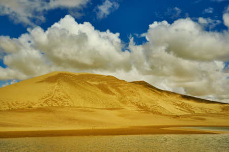 Mongolia. Sands Mongol Els, sandy dune desert, bright sunny day