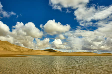 Mongolia. Sands Mongol Els, sandy dune desert, bright sunny dayの写真素材
