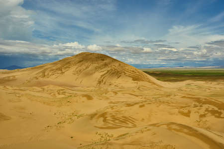 Mongolia. Sands Mongol Els, sandy dune desert, bright sunny dayの写真素材