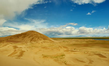 Mongolia. Sands Mongol Els, sandy dune desert, bright sunny dayの写真素材