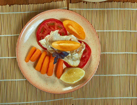 Grilled Red snapper with  seafood Salsa  close up