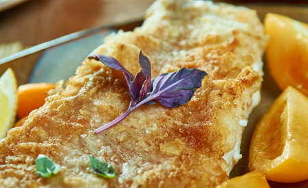 Snapper with macadamia pesto, gluten-free dinnerの写真素材