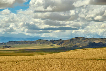 Mongolia. Sands Mongol Els, sandy dune desert, bright sunny dayの写真素材
