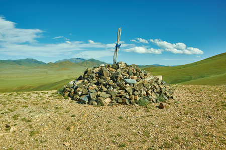 Obo Pass Ulaan davaa, capital of Uvs Province in Mongolia.の写真素材