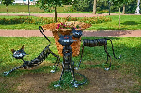 Vitebsk city in Belarus, August 8, 2019, sculptural composition of a catのeditorial素材