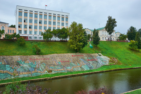 Vitebsk city in Belarus, August 8, 2019, Vitba river near historical center of the city