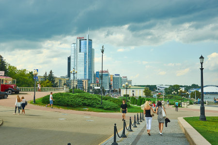 Minsk, Belarus.Independence Avenue, Summer season, sunset time,August 12, 2019のeditorial素材