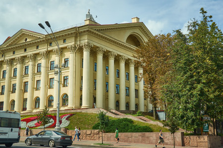 Minsk, Belarus.Independence Avenue, Summer season, sunset time,August 12, 2019のeditorial素材