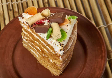Estonian Layered Honey Cake, sweet dessert, pastries close up