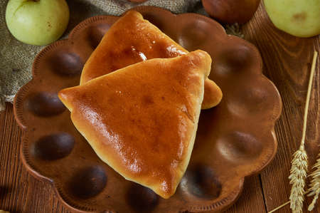 Scandinavian stuffed pies with egg and cottage cheeseの写真素材