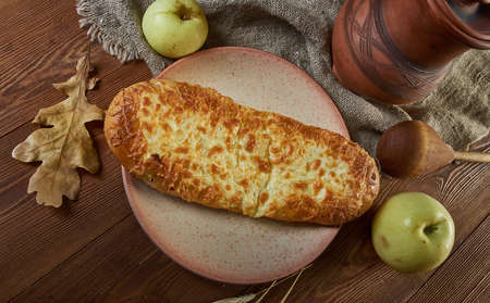 Finnish pie with sour cream close upの写真素材