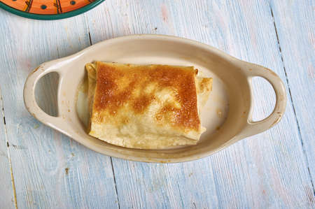 Fish in pita bread pockets,  Greek Pita With Sardinesの写真素材