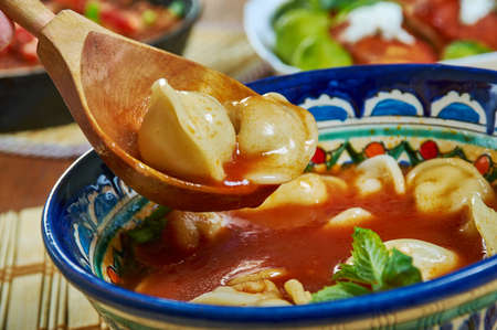 Tatar Corbasi , dumplings soup in the Turkish cuisineの写真素材