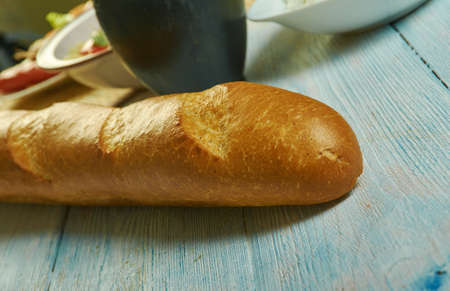 Tapalapa bread, Senegalese African cuisine, Traditional assorted Asia dishes, Top view.typical...