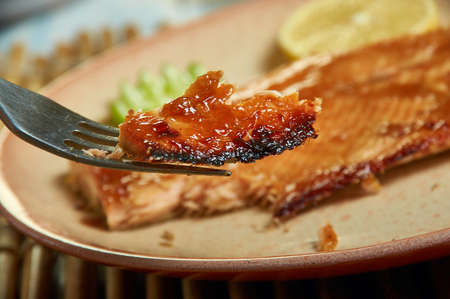 Cajun Brown Sugar Salmon, Mix some dark brown sugar and some Cajun seasoning.の写真素材