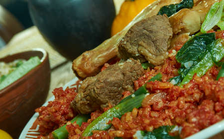 Jollof Rice, one-pot rice dish, Cameroonian national  cuisine, Traditional assorted African dishes,...