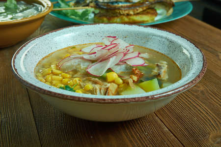 Pozole rojo, Authentic Traditional Mexican pozoleの写真素材