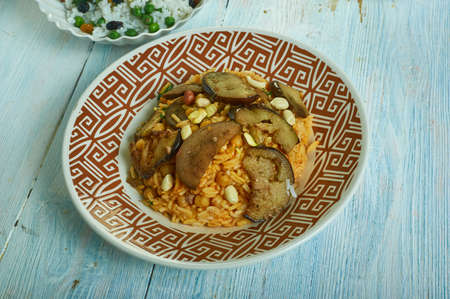 Kir Piiav, Turkish fried rice with nuts and eggplantの写真素材