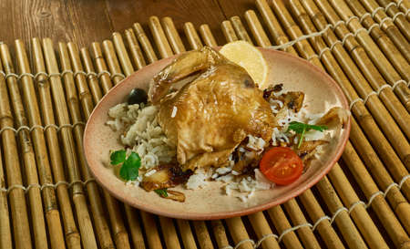 Greek-Style Roast Chicken Kota Riganati ,  Mediterranean cuisineの写真素材