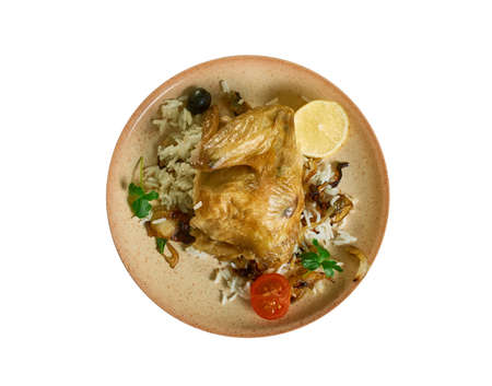 Greek-Style Roast Chicken Kota Riganati ,  Mediterranean cuisineの写真素材