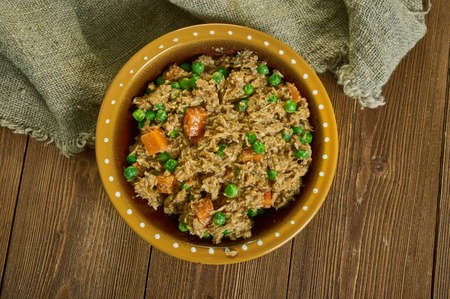 Picadillo agridulce, Cuban ground beef carne, tomatillos, onions, chiles, salt and pepper