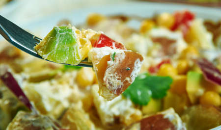 Southwestern Potato Salad, Southwest  cuisine, Traditional assorted American dishes, Top view.の写真素材