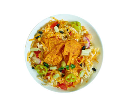 BBQ Ranch Pasta Salad, Southwest  cuisine, Traditional assorted American dishes, Top view.の写真素材