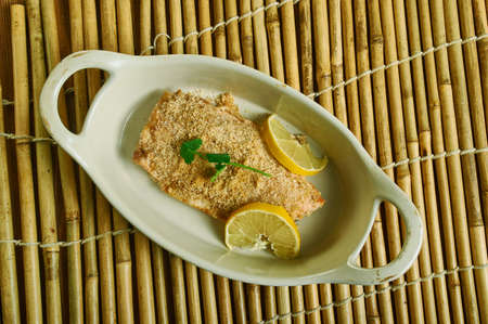 Buffalo Ranch Salmon, Place salmon on prepared baking sheet, skin-side down.の写真素材