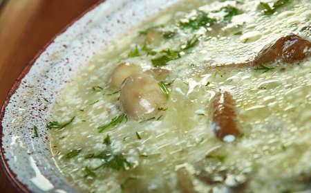 Zupa grzybowa  - Polish mushroom soup close up