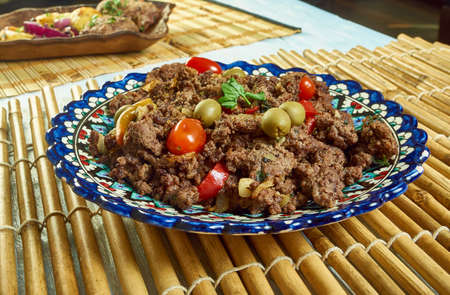 Tajine  minced meat, Beef Shakshuka,  tajine  dishの写真素材
