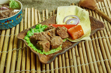 Beg Alecha Beef in Berbere Sauce , Ethiopian herb sauce, ginger, rosemary, turmeric and jalapenoの写真素材