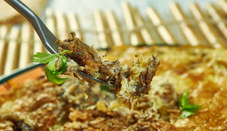 Hamsi Krep - Turkish omelet with anchovies close up