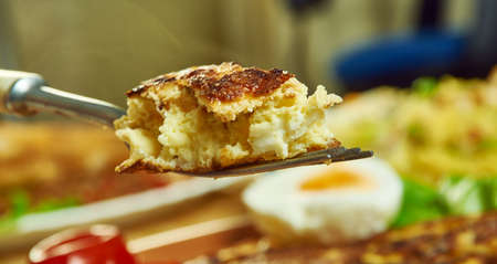 Salt cod tortilla - omelet  fish with potatoes.の写真素材