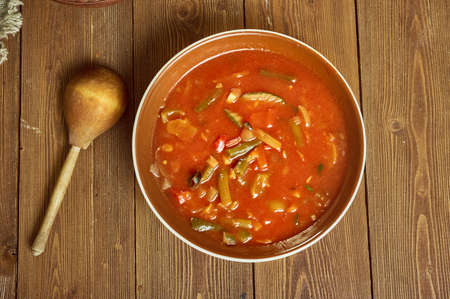 Sicilian tomato Soup Sicilian Pappa al Pomodoro, with crusty rustic bread, tomatoes, garlic, onions,...