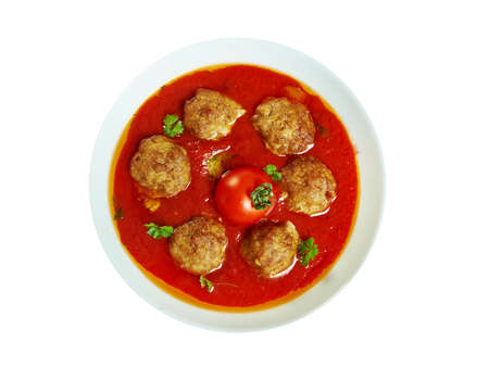 Tajine de kafta, Algerian cuisine, Traditional assorted Mediterranean dishes, Top view.の写真素材