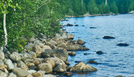 Lake Sredneje Kuito. Kalevala,  administrative center of Kalevalsky District in the Republic of Karelia, Russia.の写真素材