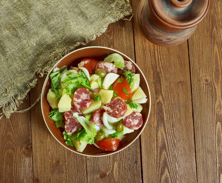 Palermo Sicilian-Style Hot Sausage salad - Insalata alla Palermitanaの写真素材