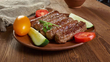 Bulgarian Kebapchetta - small sausages made of pork or beef.の写真素材