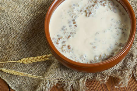 Karnemelksepap - Dutch porridge made with buttermilk, flour, and salt.