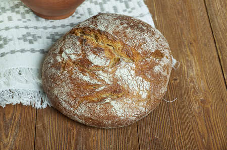 Razny Chlieb - Slovak homemade Rye Bread close upの写真素材