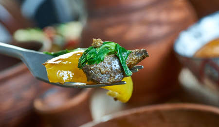 liver chushki, Roasted Chicken liver, Peppers with Garlic, Bulgarian cuisine