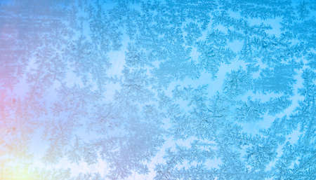 Ice on window, winter icy patterns, icy drawingsの写真素材
