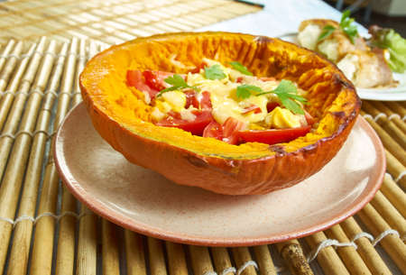 Baked Margherita Spaghetti Squash close upの写真素材