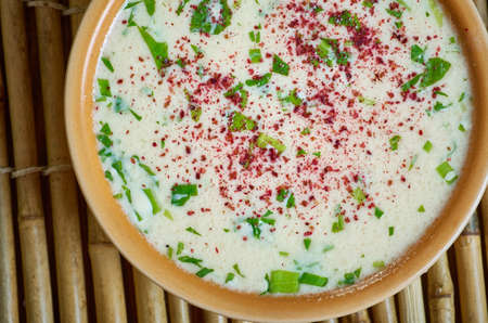 Israeli Fried mackerel fish with Ptitim close up Mediterranean cuisineの写真素材