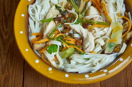 Kuaitiao Sukhothai - style of rice noodle soup served in Thailand