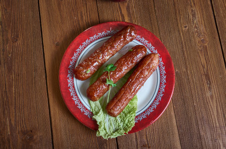 Rusinamakkara - unusual Finnish sausage originating from Turku. It is made with barley flakes, pork, onions, milk, syrup, allspice, white pepperの写真素材